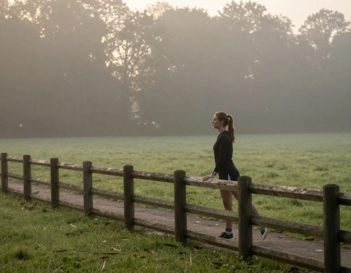 A runner on a morning trail